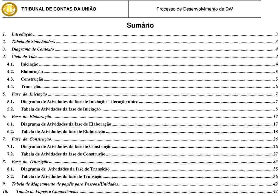 .. 17 6.2. Tabela de Atividades da fase de Elaboração... 18 7. Fase de Construção... 26 7.1. Diagrama de Atividades da fase de Construção... 26 7.2. Tabela de Atividades da fase de Construção... 27 8.