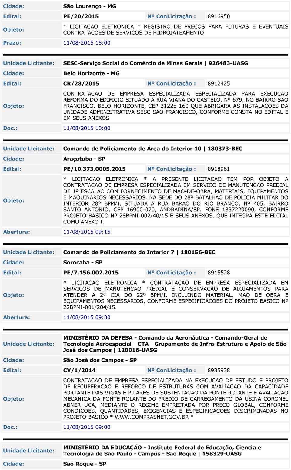 DO EDIFICIO SITUADO A RUA VIANA DO CASTELO, Nº 679, NO BAIRRO SAO FRANCISCO, BELO HORIZONTE, CEP 31225-160 QUE ABRIGARA AS INSTALACOES DA UNIDADE ADMINISTRATIVA SESC SAO FRANCISCO, CONFORME CONSTA NO