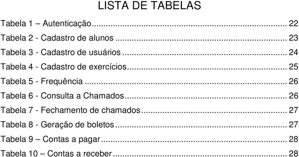 .. 25 Tabela 5 - Frequência... 26 Tabela 6 - Consulta a Chamados.