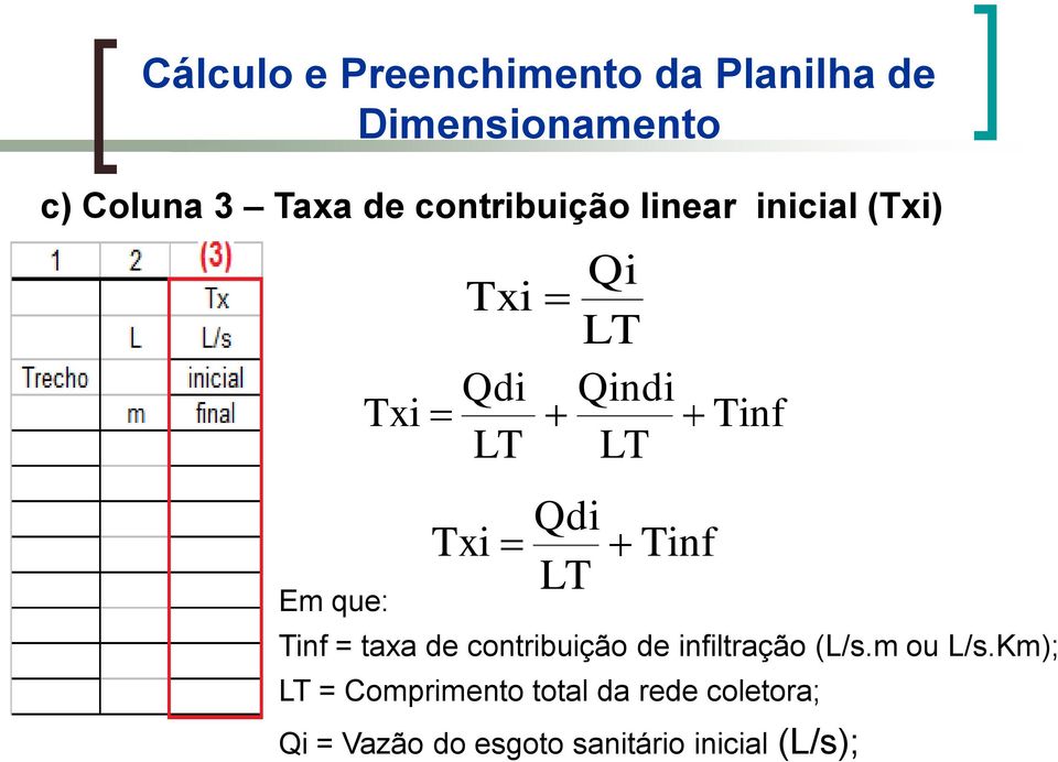 contribuição de infiltração (L/s.m ou L/s.