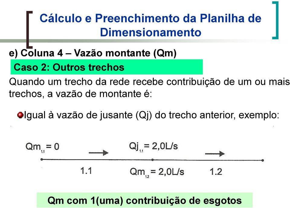 trechos, a vazão de montante é: Igual à vazão de jusante