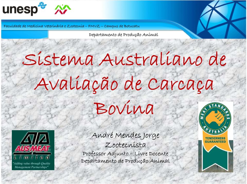 de Avaliação de Carcaça Bovina André Mendes Jorge Zootecnista