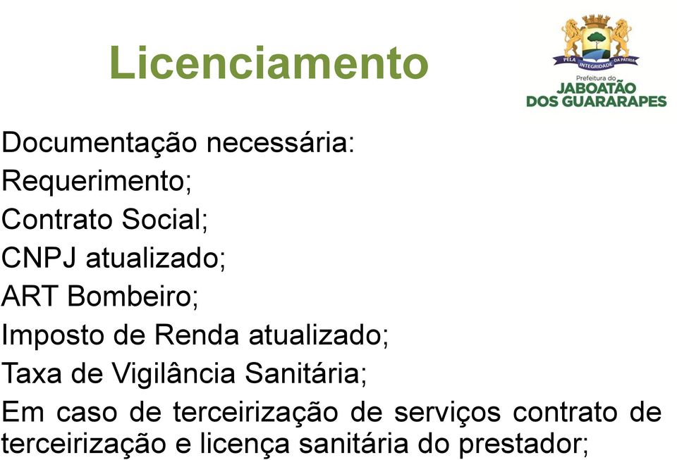 atualizado; Taxa de Vigilância Sanitária; Em caso de