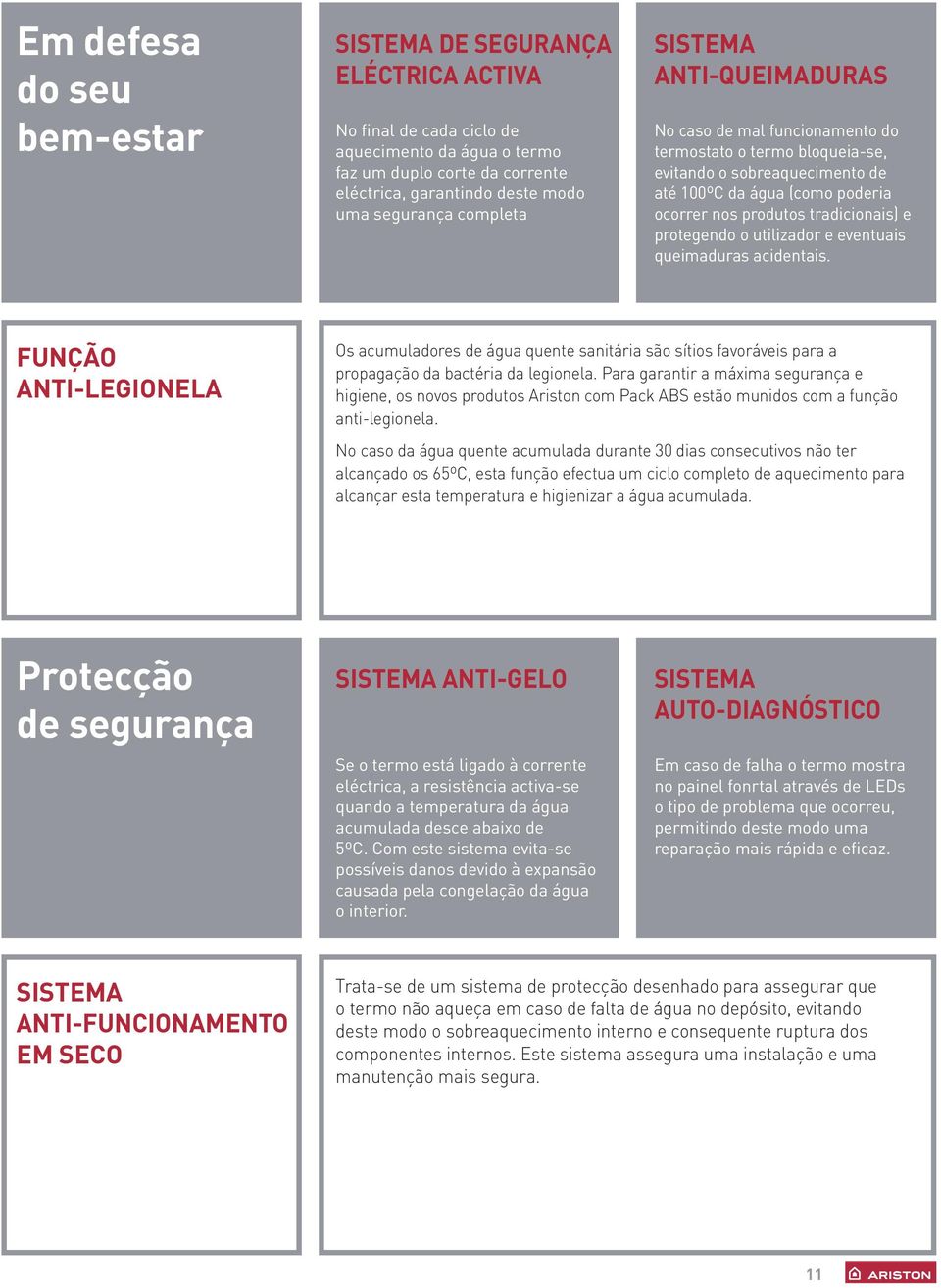 protegendo o utilizador e eventuais queimaduras acidentais. FUNÇÃO ANTI-LEGIONELA Os acumuladores de água quente sanitária são sítios favoráveis para a propagação da bactéria da legionela.