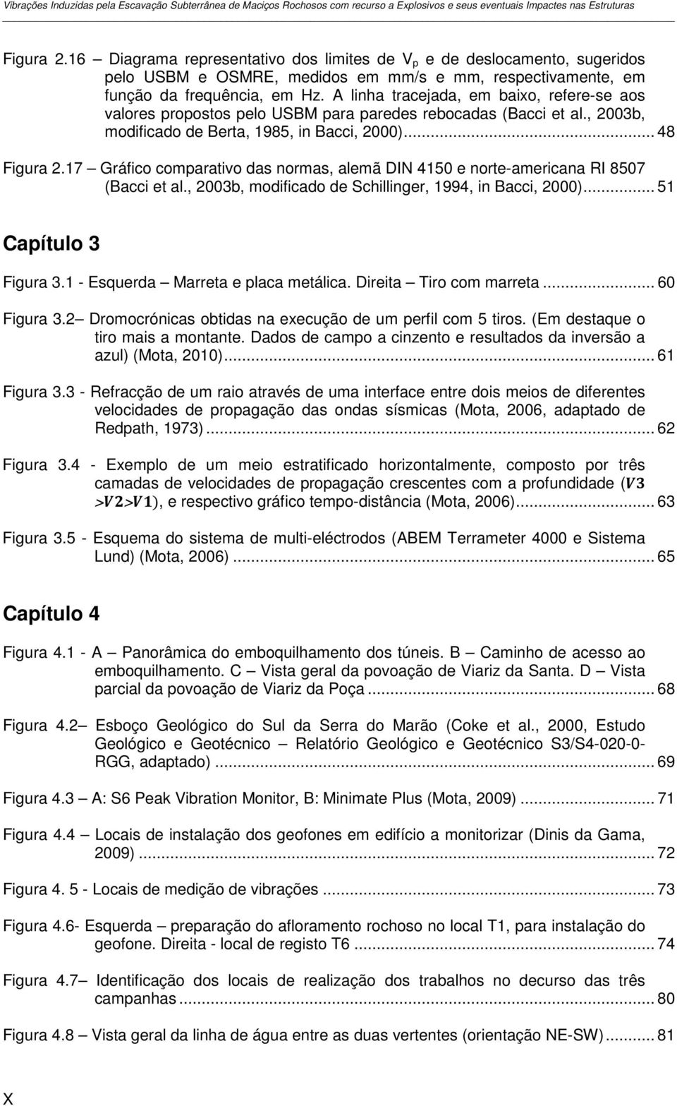 A linha tracejada, em baixo, refere-se aos valores propostos pelo USBM para paredes rebocadas (Bacci et al., 2003b, modificado de Berta, 1985, in Bacci, 2000)... 48 Figura 2.