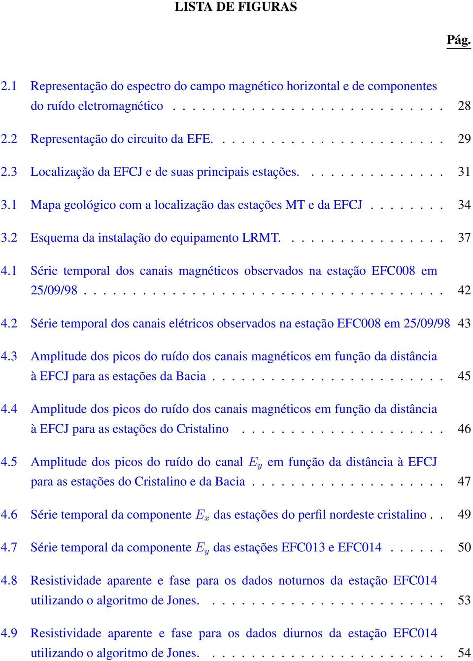 1 Série temporal dos canais magnéticos observados na estação EFC008 em 25/09/98..................................... 42 4.