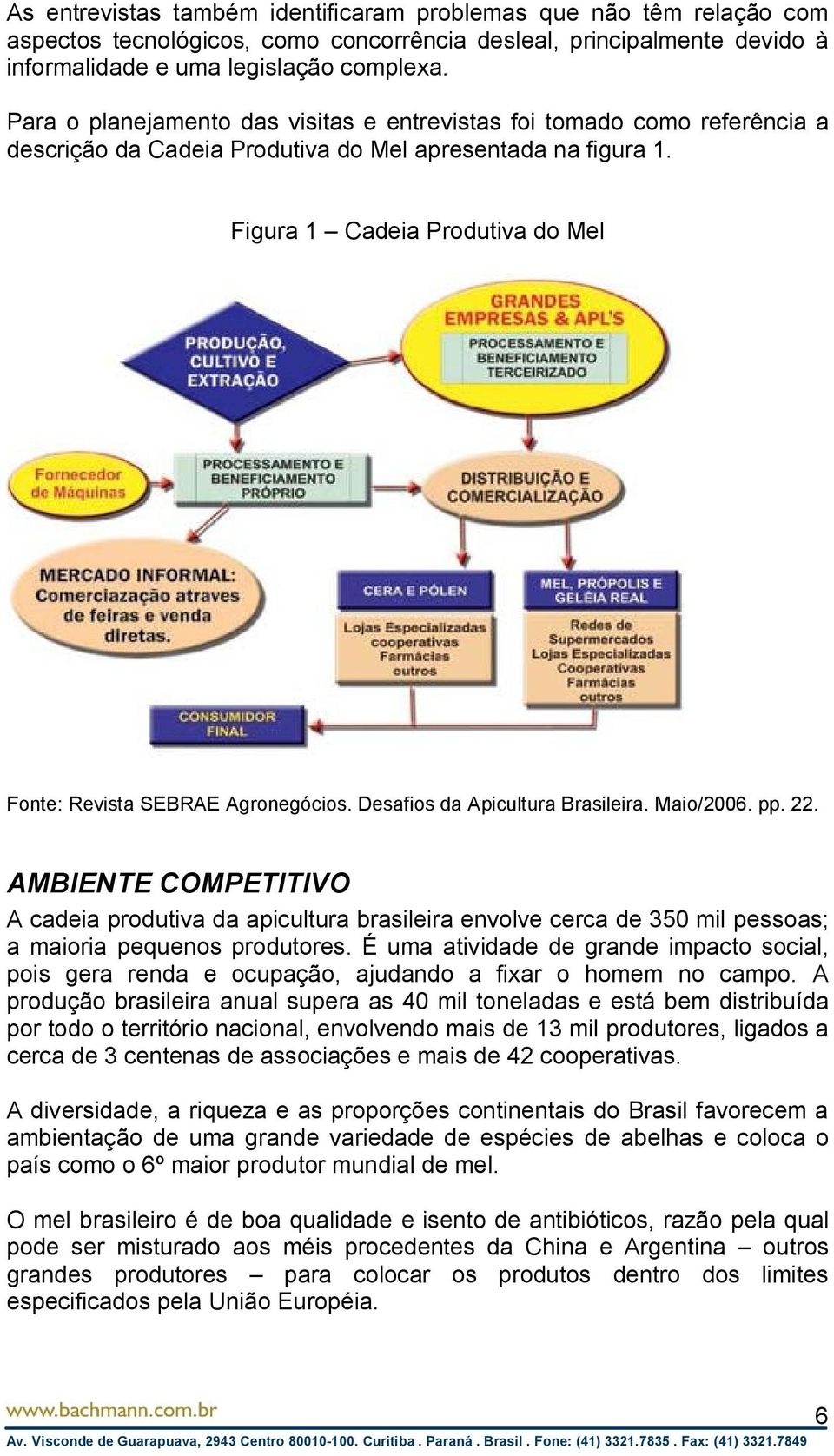 Figura 1 Cadeia Produtiva do Mel Fonte: Revista SEBRAE Agronegócios. Desafios da Apicultura Brasileira. Maio/2006. pp. 22.