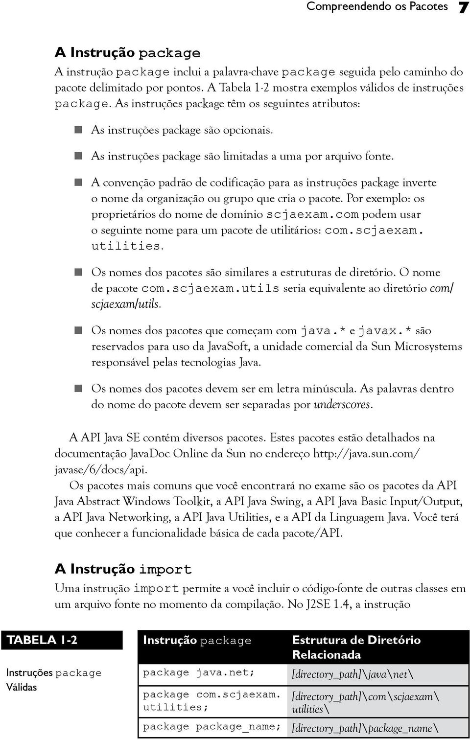 As instruções package são limitadas a uma por arquivo fonte. A convenção padrão de codificação para as instruções package inverte o nome da organização ou grupo que cria o pacote.