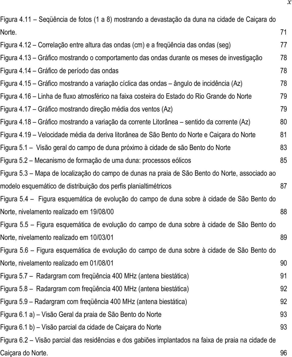 15 Gráfico mostrando a variação cíclica das ondas ângulo de incidência (Az) 78 Figura 4.16 Linha de fluxo atmosférico na faixa costeira do Estado do Rio Grande do Norte 79 Figura 4.