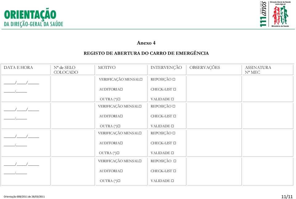 AUDITORIA OUTRA (*) VERIFICAÇÃO MENSAL AUDITORIA OUTRA (*) VERIFICAÇÃO MENSAL AUDITORIA OUTRA (*) CHECK-LIST