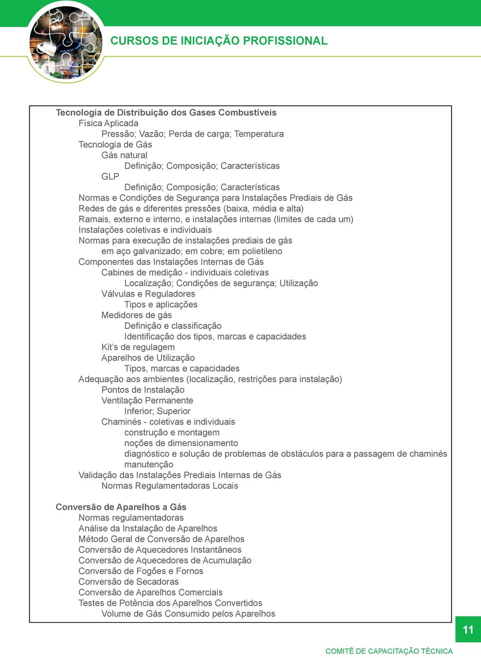 interno, e instalações internas (limites de cada um) Instalações coletivas e individuais Normas para execução de instalações prediais de gás em aço galvanizado; em cobre; em polietileno Componentes