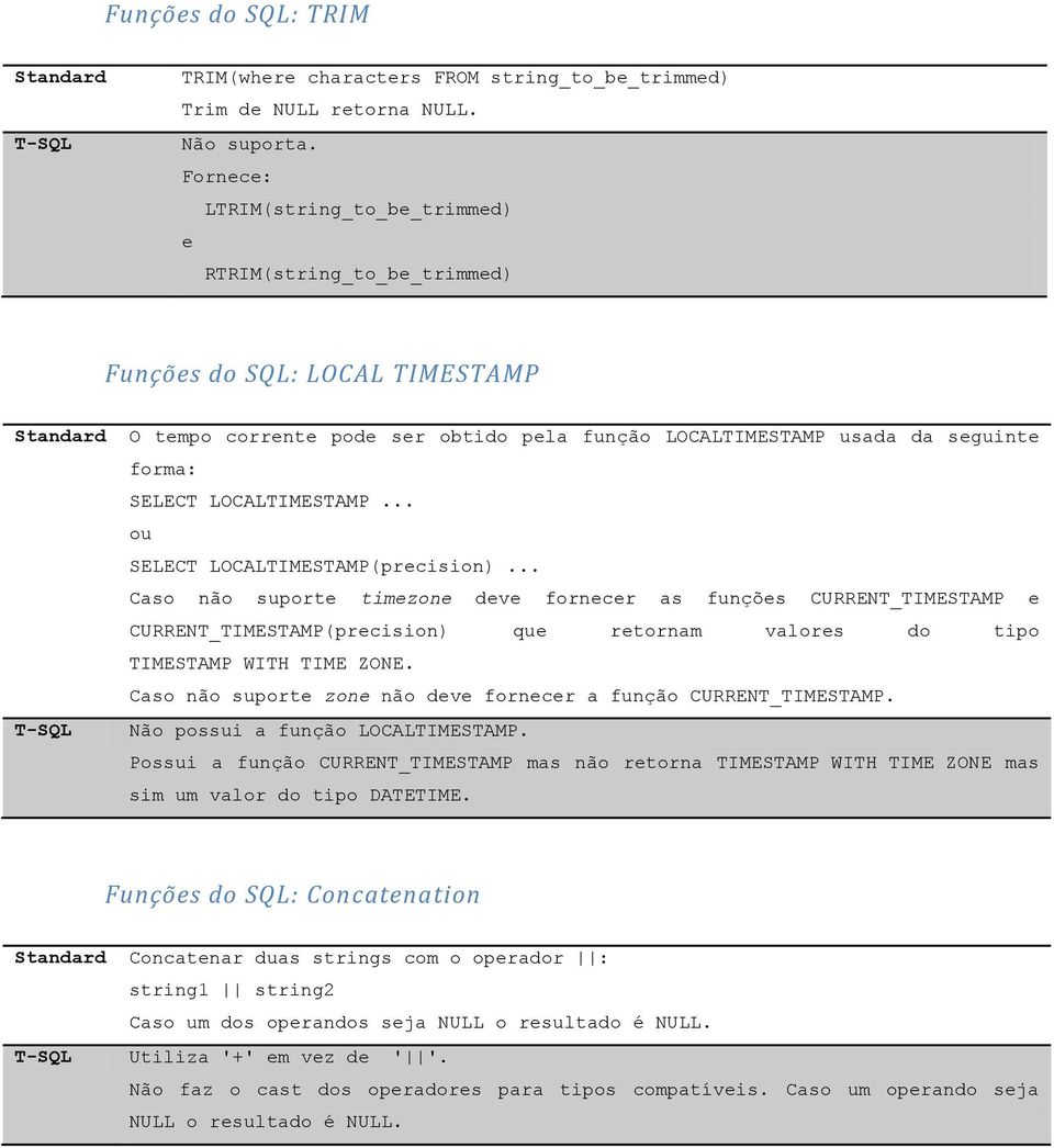 LOCALTIMESTAMP... ou SELECT LOCALTIMESTAMP(precision).