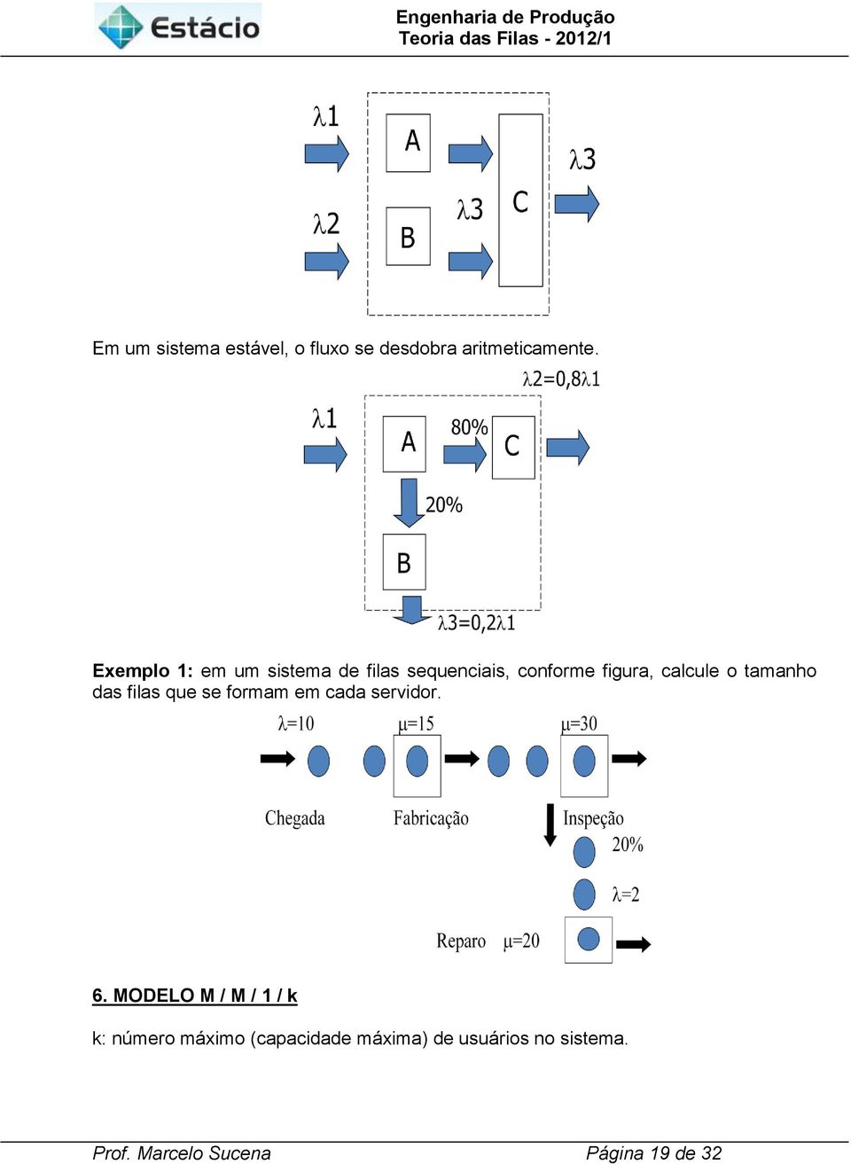 tamanho das filas que se formam em cada servidor. 6.