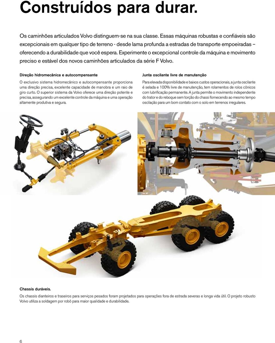 Experimente o excepcional controle da máquina e movimento preciso e estável dos novos caminhões articulados da série F Volvo.