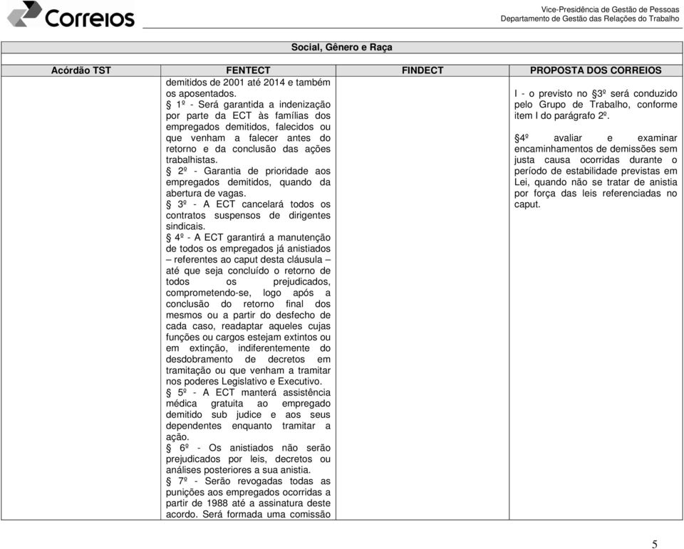 empregados demitidos, falecidos ou que venham a falecer antes do 4º avaliar e examinar retorno e da conclusão das ações trabalhistas.