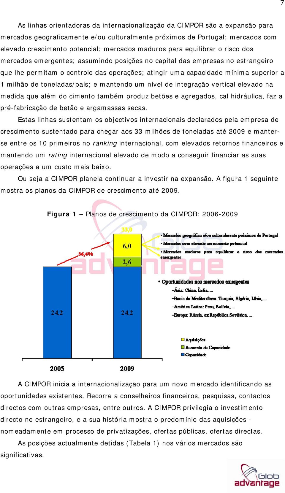 1 milhão de toneladas/país; e mantendo um nível de integração vertical elevado na medida que além do cimento também produz betões e agregados, cal hidráulica, faz a pré-fabricação de betão e