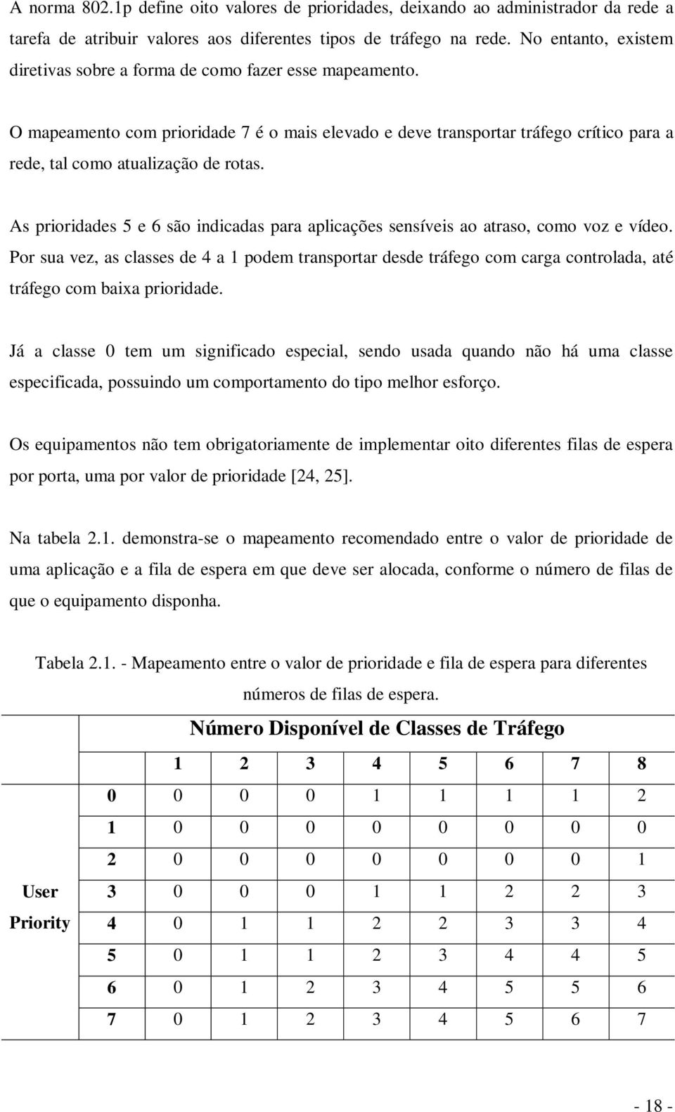 As prioridades 5 e 6 são indicadas para aplicações sensíveis ao atraso, como voz e vídeo.