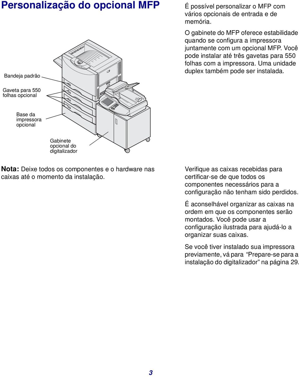 Uma unidade duplex também pode ser instalada.