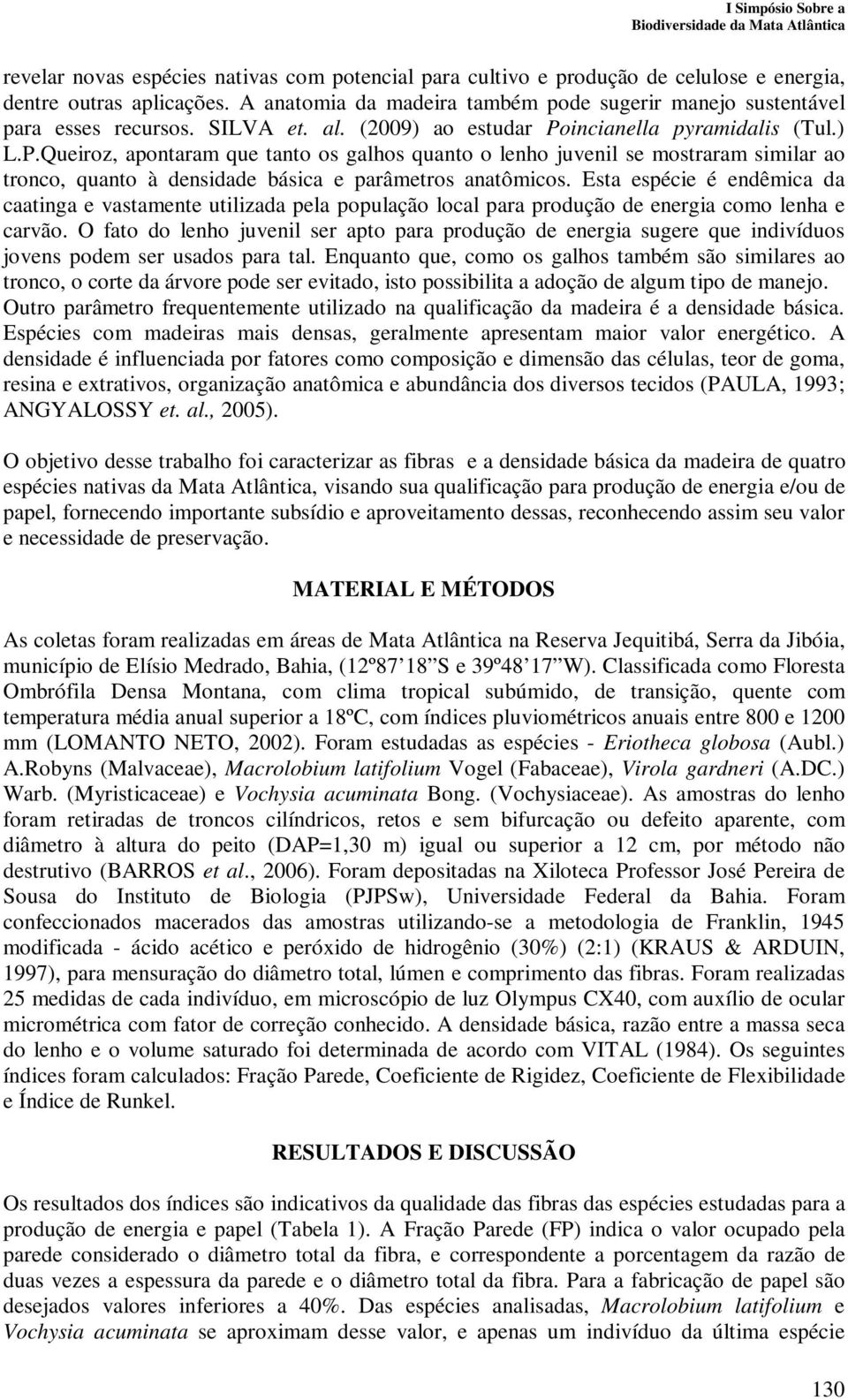 Esta espécie é endêmica da caatinga e vastamente utilizada pela população local para produção de energia como lenha e carvão.