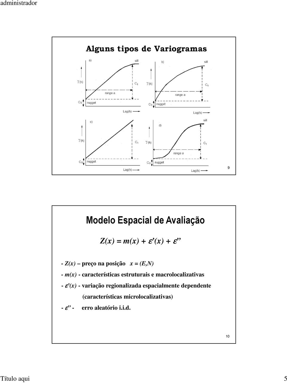 macrolocalizativas - ε (x) - variação regionalizada espacialmente dependente