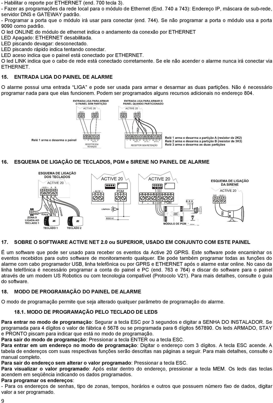 led NLINE do módulo de ethernet indica o andamento da conexão por ETHERNET LED Apagado: ETHERNET desabilitada. LED piscando devagar: desconectado. LED piscando rápido indica tentando conectar.