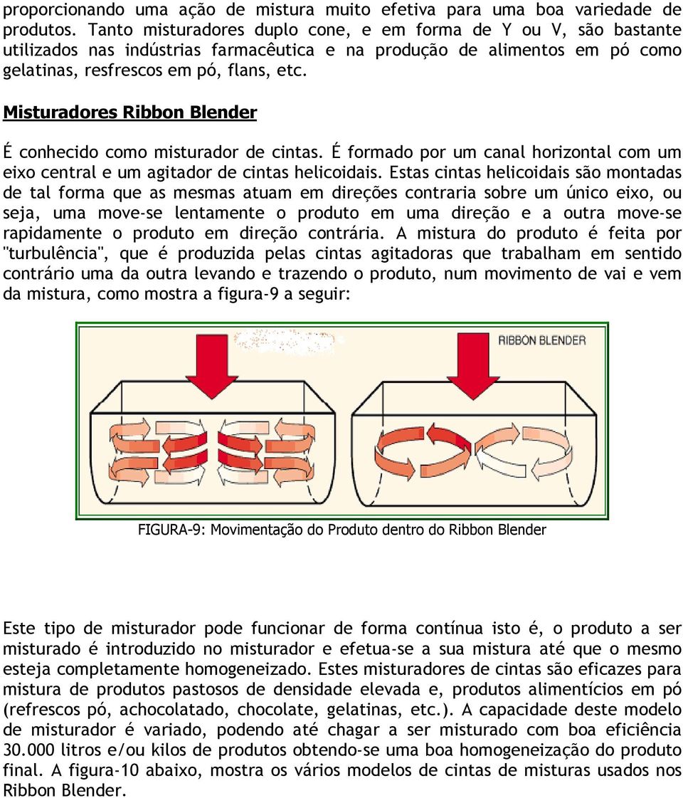 Misturadores Ribbon Blender É conhecido como misturador de cintas. É formado por um canal horizontal com um eixo central e um agitador de cintas helicoidais.