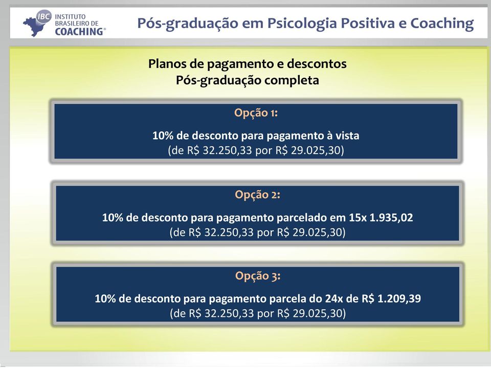 025,30) Opção 2: 10% de desconto para pagamento parcelado em 15x 1.935,02 (de R$ 32.