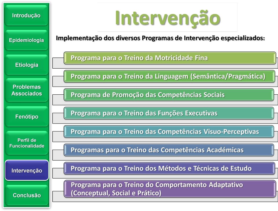 Programa para o Treino das Competências Visuo-Perceptivas Programas para o Treino das Competências Académicas Programa para