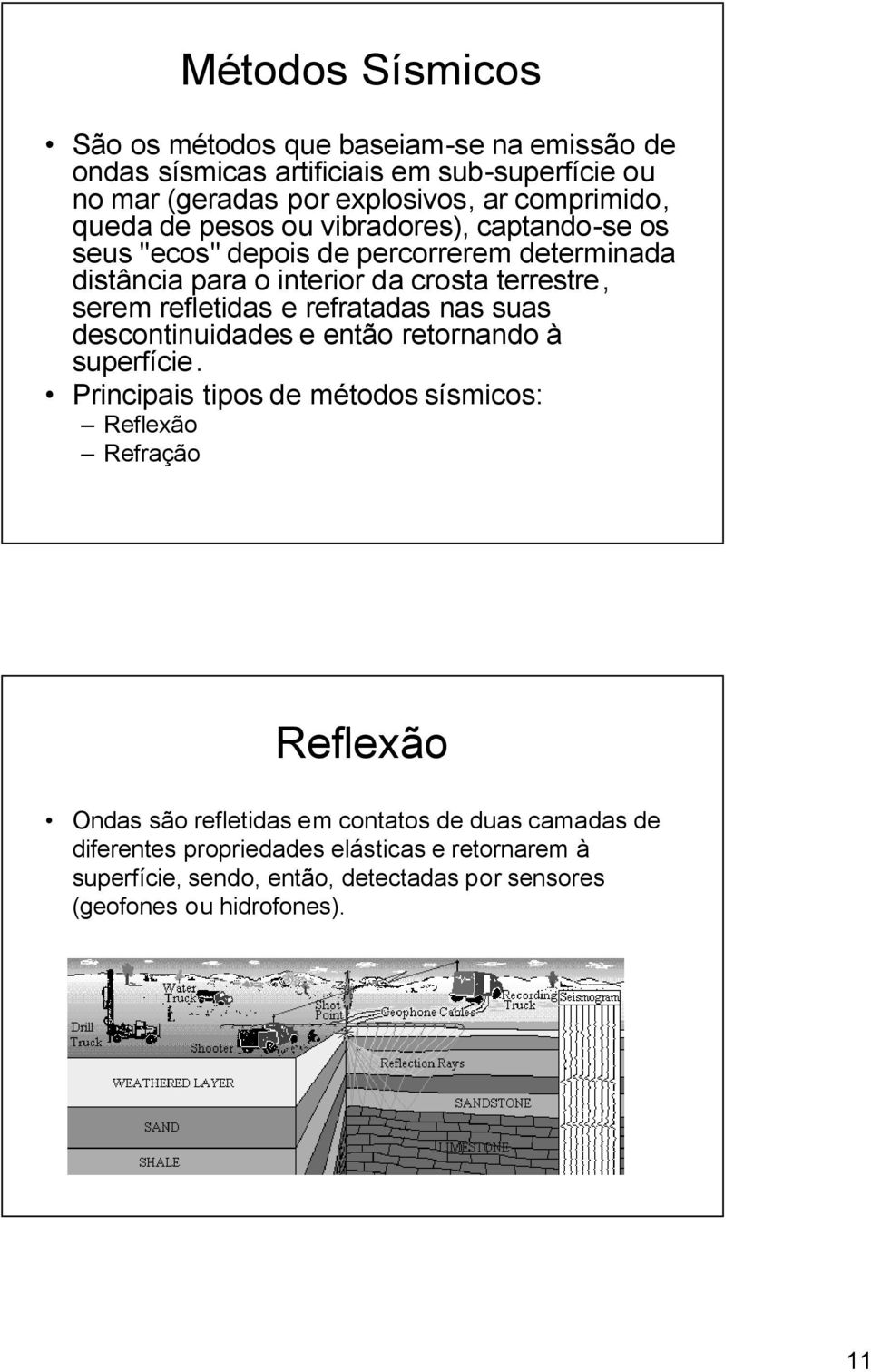 refratadas nas suas descontinuidades e então retornando à superfície.