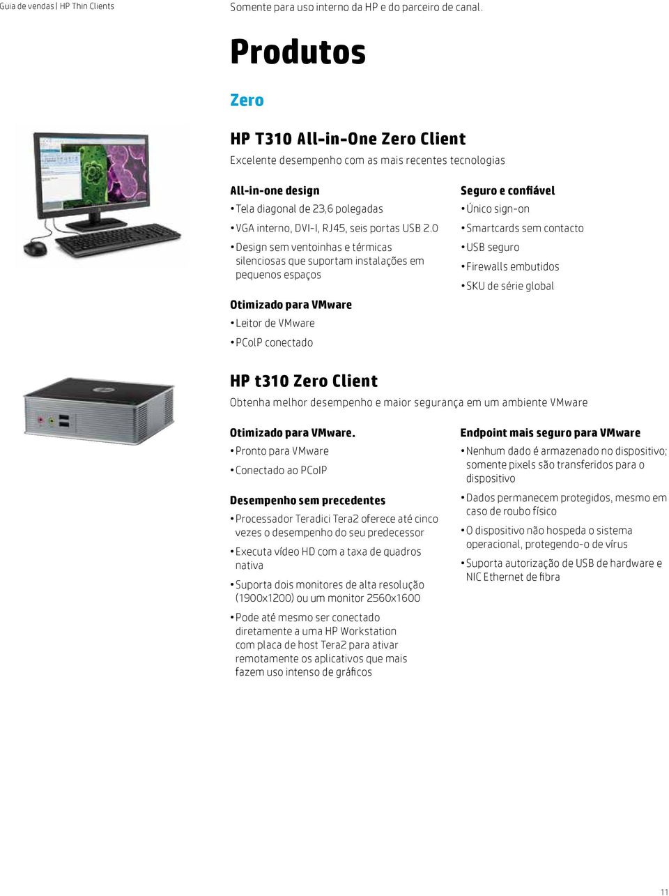 contacto USB seguro Firewalls embutidos SKU de série global HP t310 Zero Client Obtenha melhor desempenho e maior segurança em um ambiente VMware Otimizado para VMware.