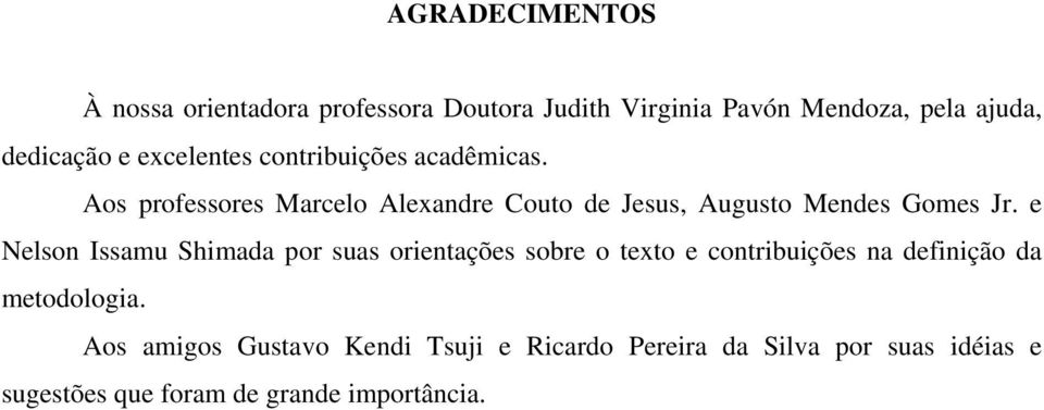 e Nelson Issamu Shimada por suas orientações sobre o texto e contribuições na definição da metodologia.