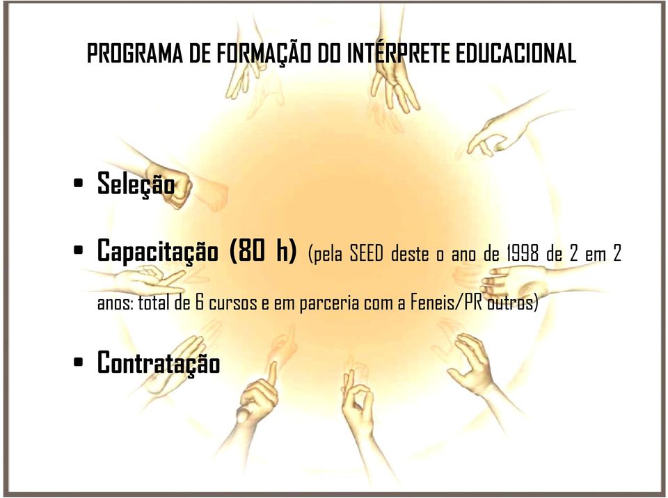 ano de 1998 de 2 em 2 anos: total de 6 cursos