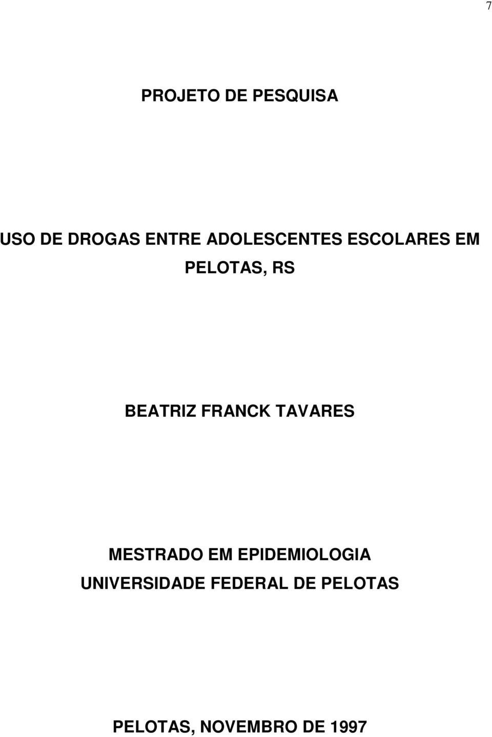 FRANCK TAVARES MESTRADO EM EPIDEMIOLOGIA