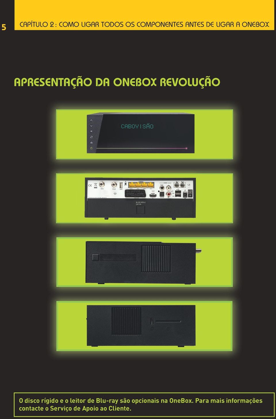 rígido e o leitor de Blu-ray são opcionais na OneBox.