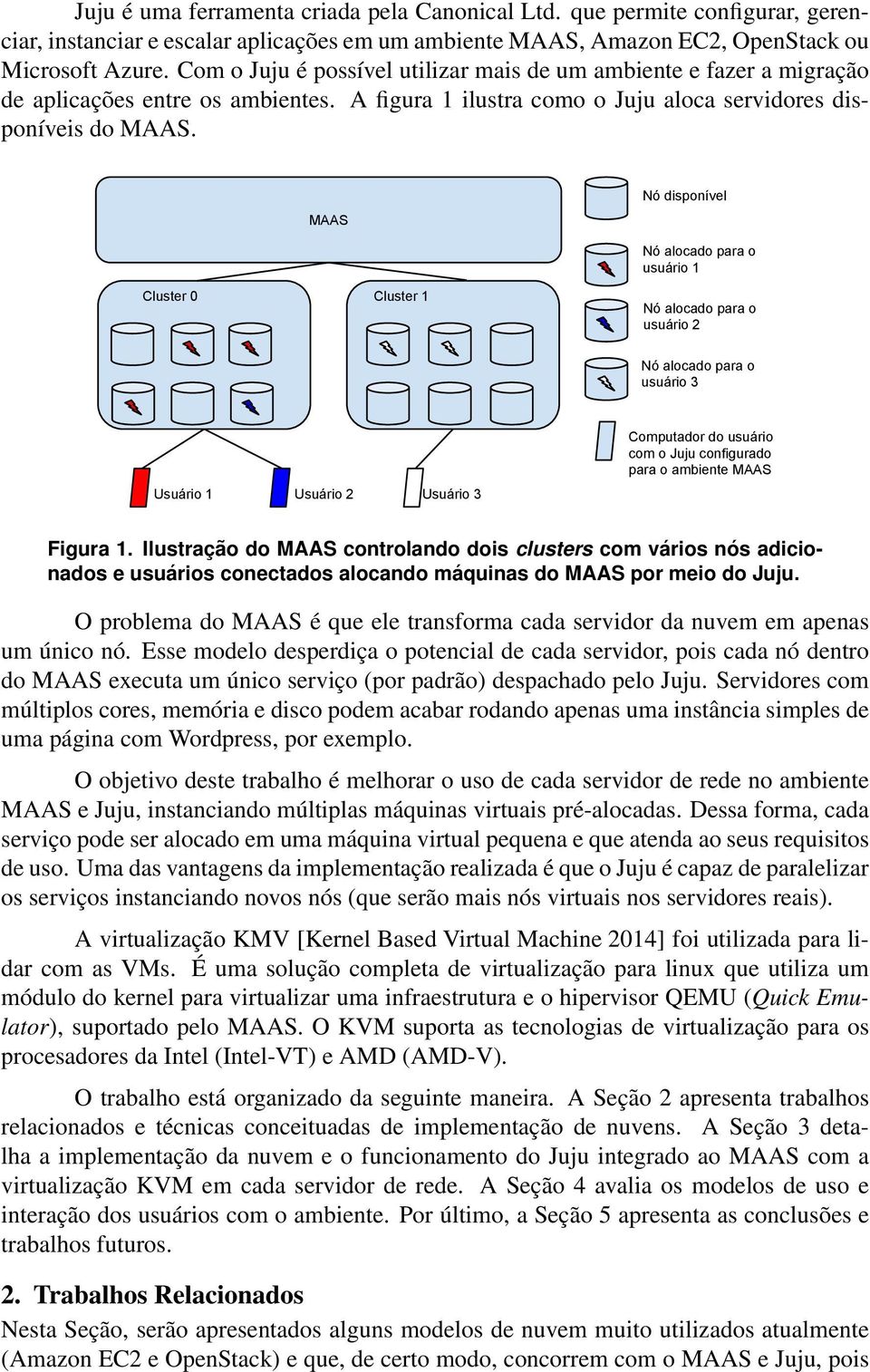 MAAS Nó disponível Nó alocado para o usuário 1 Cluster 0 Cluster 1 Nó alocado para o usuário 2 Nó alocado para o usuário 3 Usuário 1 Usuário 2 Usuário 3 Computador do usuário com o Juju configurado