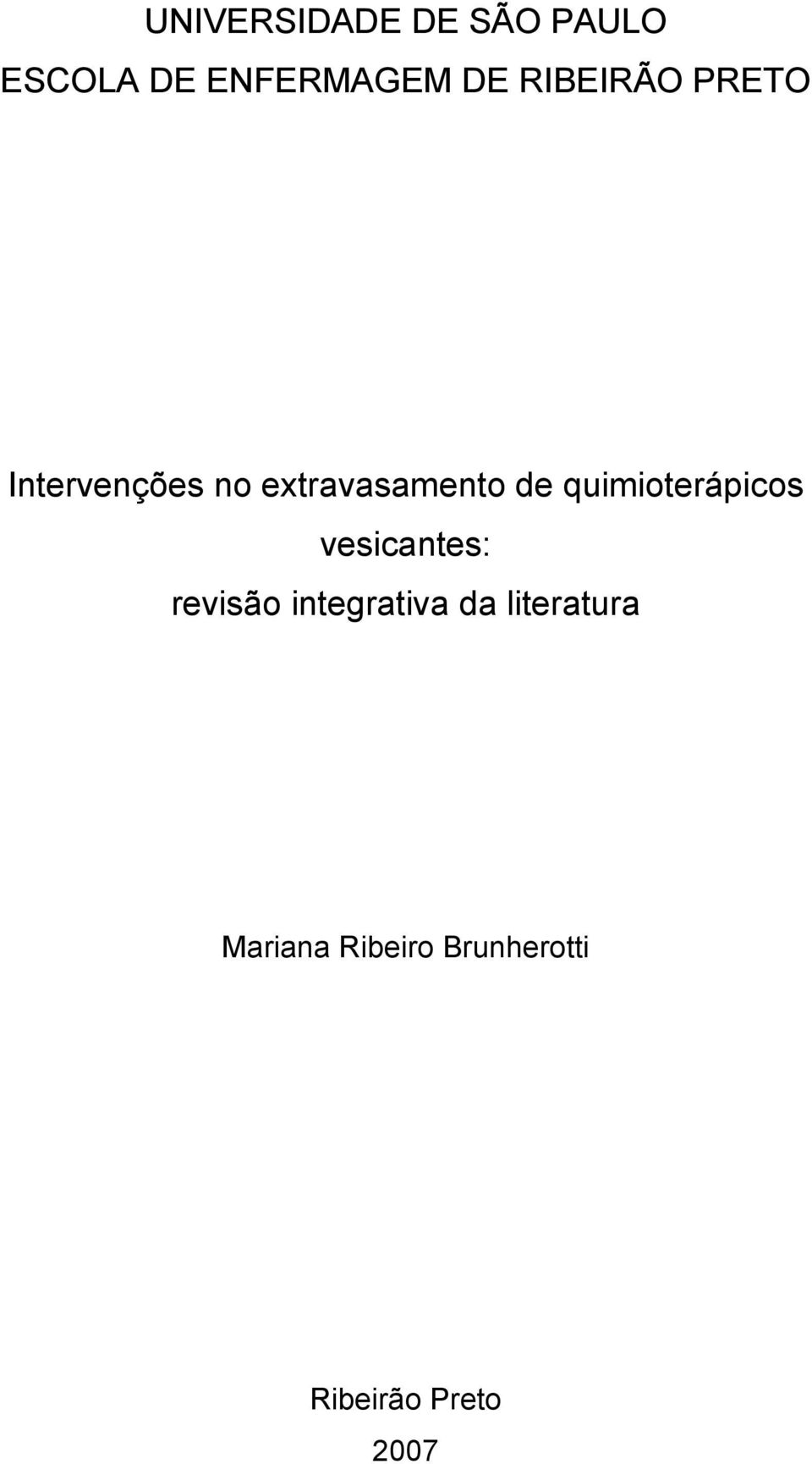 quimioterápicos vesicantes: revisão integrativa da