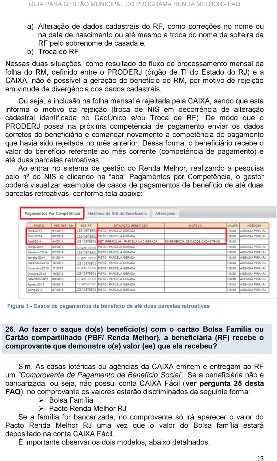 rejeição em virtude de divergência dos dados cadastrais.