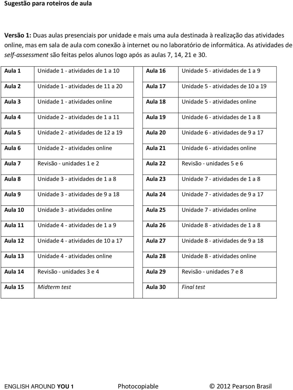 Aula 1 Unidade 1 - atividades de 1 a 10 Aula 16 Unidade 5 - atividades de 1 a 9 Aula 2 Unidade 1 - atividades de 11 a 20 Aula 17 Unidade 5 - atividades de 10 a 19 Aula 3 Unidade 1 - atividades online