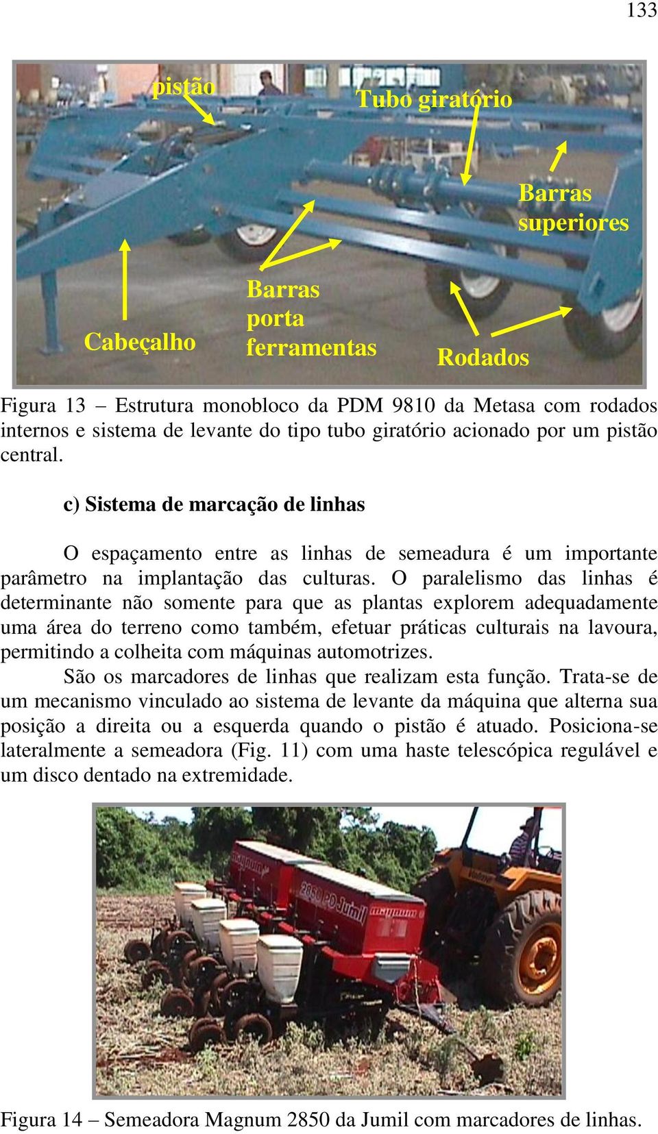 O paralelismo das linhas é determinante não somente para que as plantas explorem adequadamente uma área do terreno como também, efetuar práticas culturais na lavoura, permitindo a colheita com