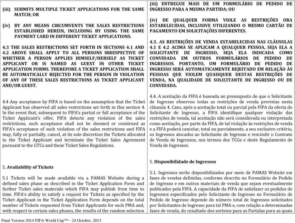 2 ABOVE SHALL APPLY TO ALL PERSONS IRRESPECTIVE OF WHETHER A PERSON APPLIES HIMSELF/HERSELF AS TICKET APPLICANT OR IS NAMED AS GUEST IN OTHER TICKET APPLICATION FORMS.