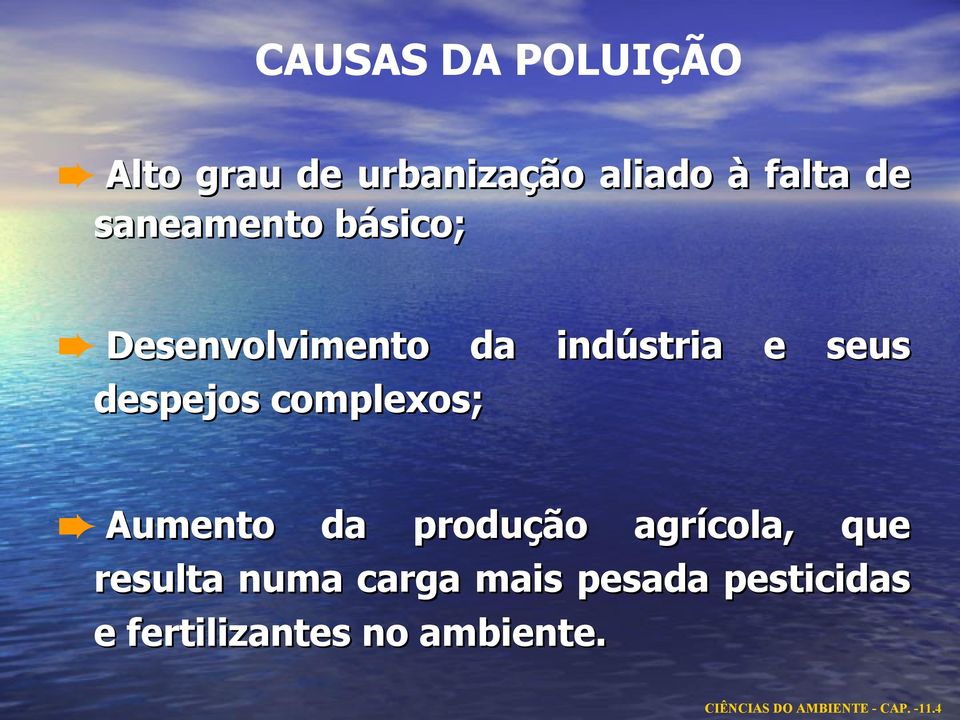 complexos; Aumento da produção agrícola, que resulta numa carga mais