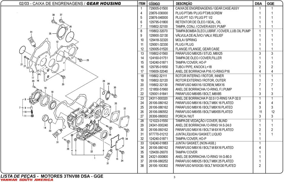 OIL PUMP 1 1 9 129900-32130 VÁLVULA DE ALÍVIO / VALV.