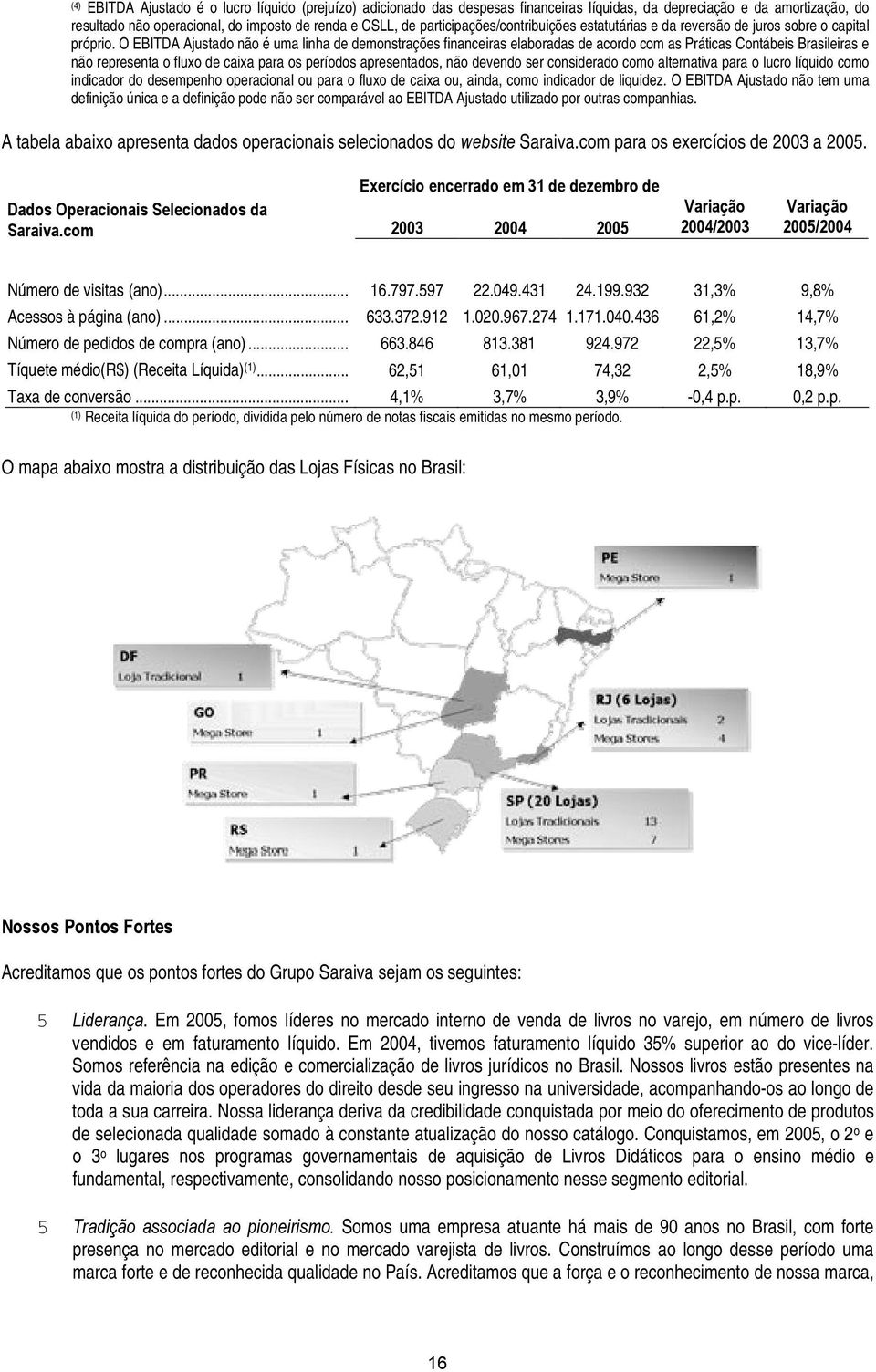 O EBITDA Ajustado não é uma linha de demonstrações financeiras elaboradas de acordo com as Práticas Contábeis Brasileiras e não representa o fluxo de caixa para os períodos apresentados, não devendo