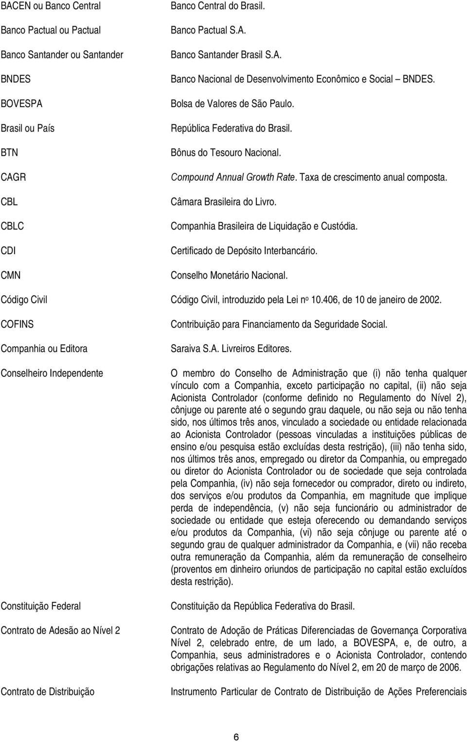 Taxa de crescimento anual composta. Câmara Brasileira do Livro. Companhia Brasileira de Liquidação e Custódia. Certificado de Depósito Interbancário. Conselho Monetário Nacional.