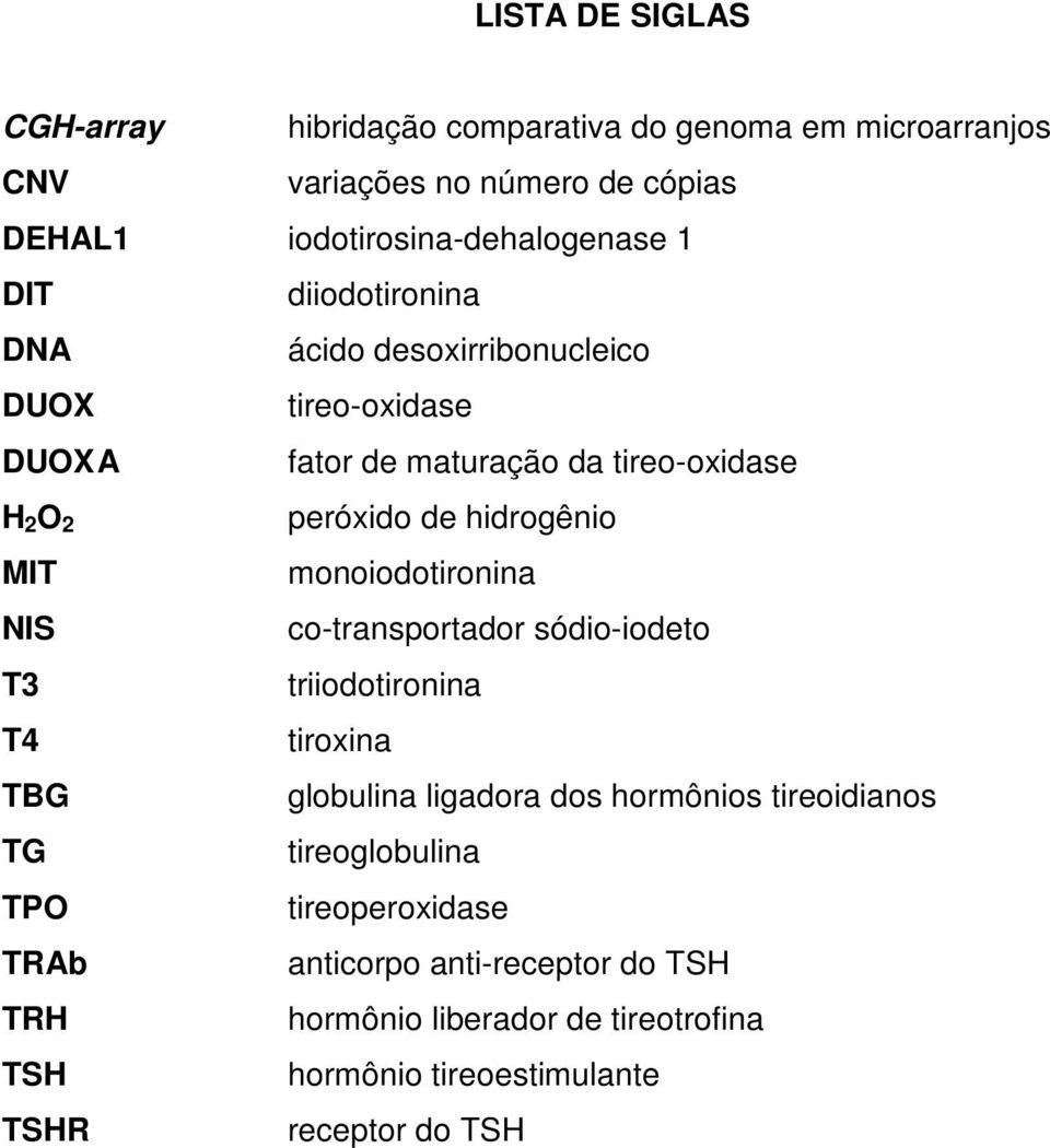 monoiodotironina NIS co-transportador sódio-iodeto T3 triiodotironina T4 tiroxina TBG globulina ligadora dos hormônios tireoidianos TG