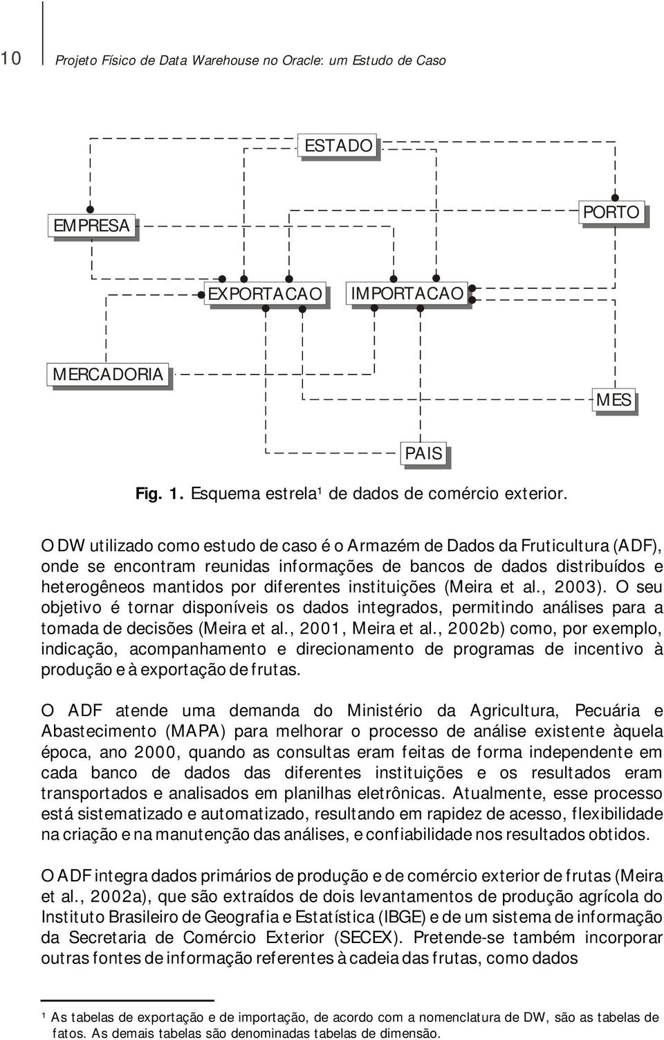 instituições (Meira et al., 2003). O seu objetivo é tornar disponíveis os dados integrados, permitindo análises para a tomada de decisões (Meira et al., 2001, Meira et al.