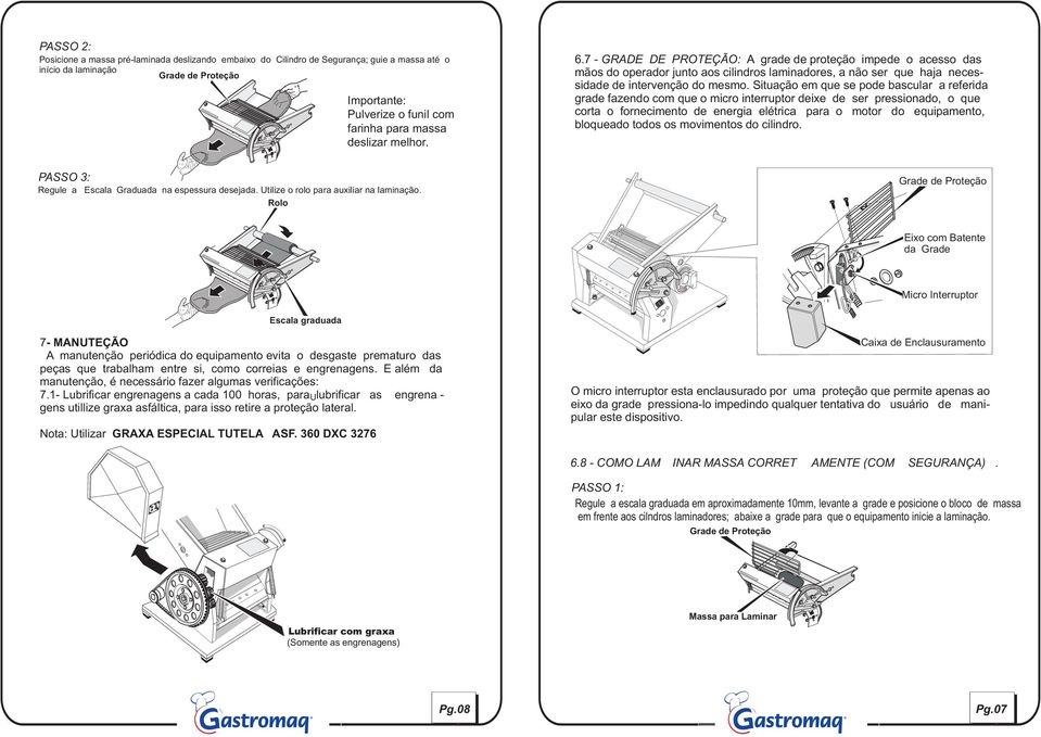 Situação em que se pode bascular a referida grade fazendo com que o micro interruptor deixe de ser pressionado, o que corta o fornecimento de energia elétrica para o motor do equipamento, bloqueado