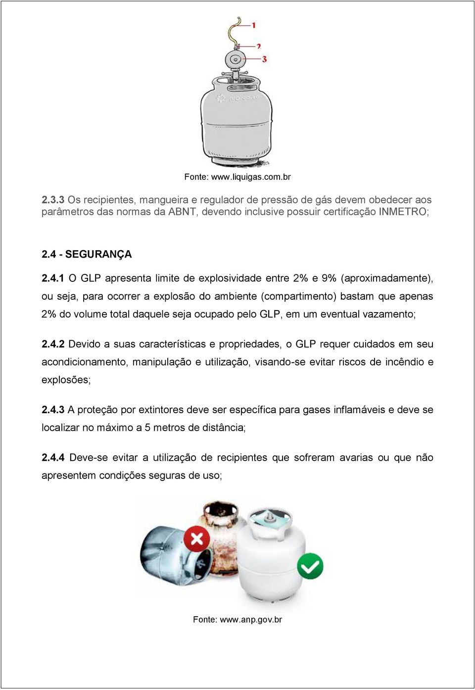 seja ocupado pelo GLP, em um eventual vazamento; 2.4.