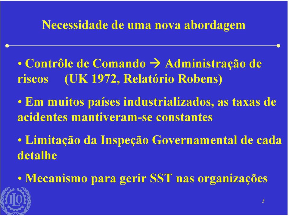 as taxas de acidentes mantiveram-se constantes Limitação da Inspeção