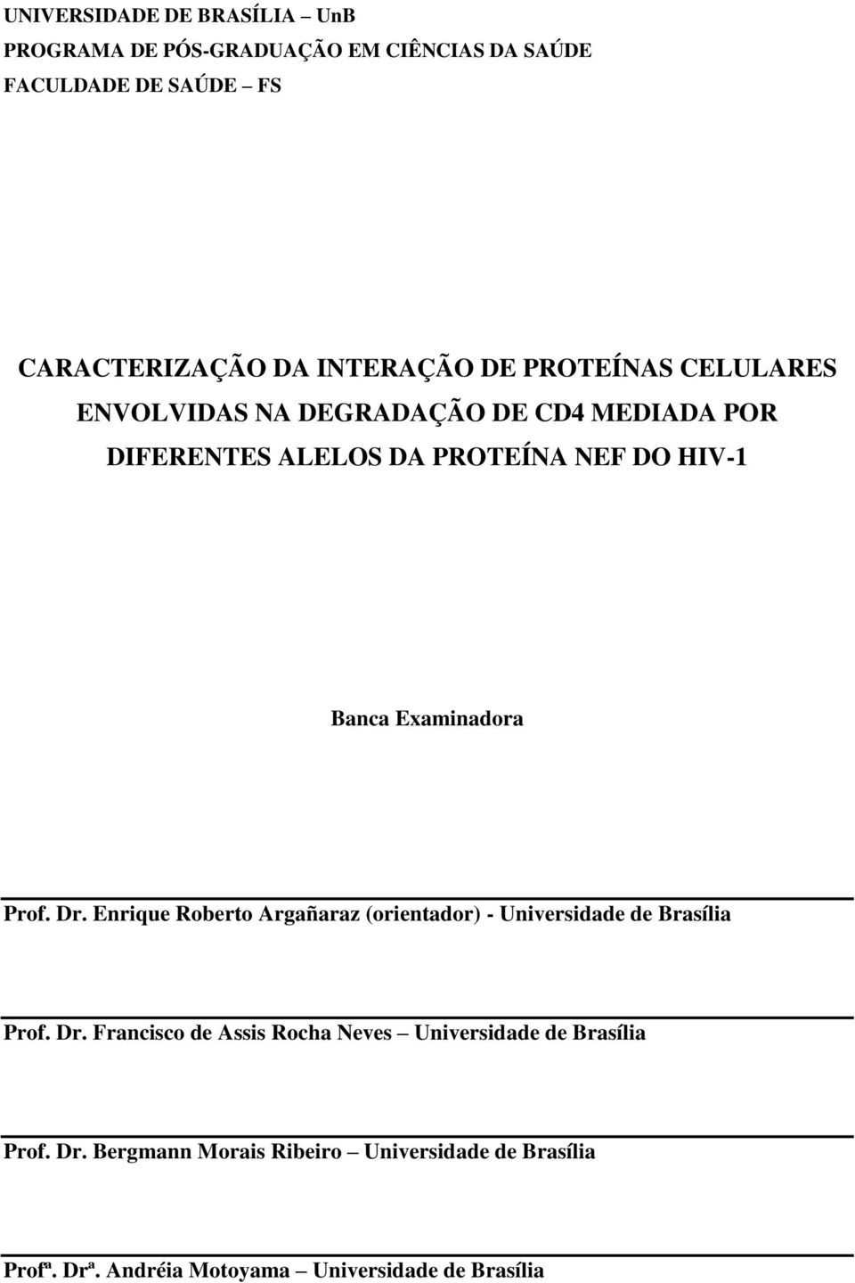 Examinadora Prof. Dr. Enrique Roberto Argañaraz (orientador) - Universidade de Brasília Prof. Dr. Francisco de Assis Rocha Neves Universidade de Brasília Prof.